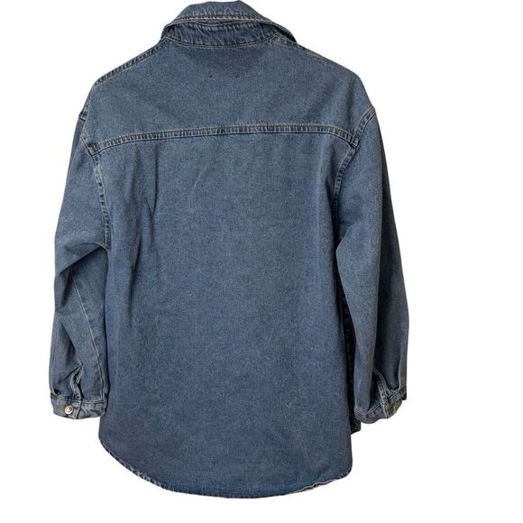 Nasty Gal Top Size US 8 Blue Denim Oversized Collared‎ Relaxed Shirt Jacket Warm - Picture 2 of 14